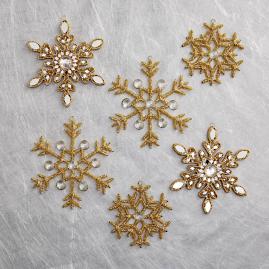Beaded Snowflake Ornaments, Set of Six