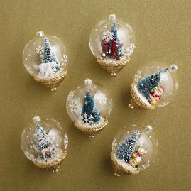 Snow Globe Collectible Ornaments, Set of Six