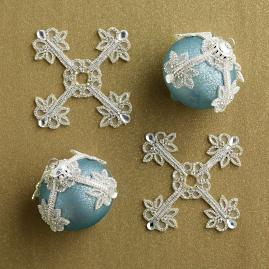 Crystal Embellished Ornament Enhancers, Set of Four