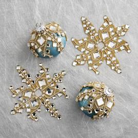 Princess Cut Mirror Snowflake Ornament Enhancers, Set of