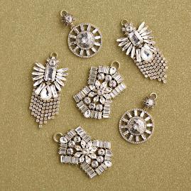 Deco Nouveau Crystal Ornaments, Set of Six