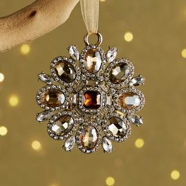 Faceted Glimmer Floral Drop Ornament