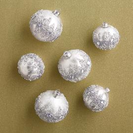 Crystal Ice Beaded Ornaments, Set of Six