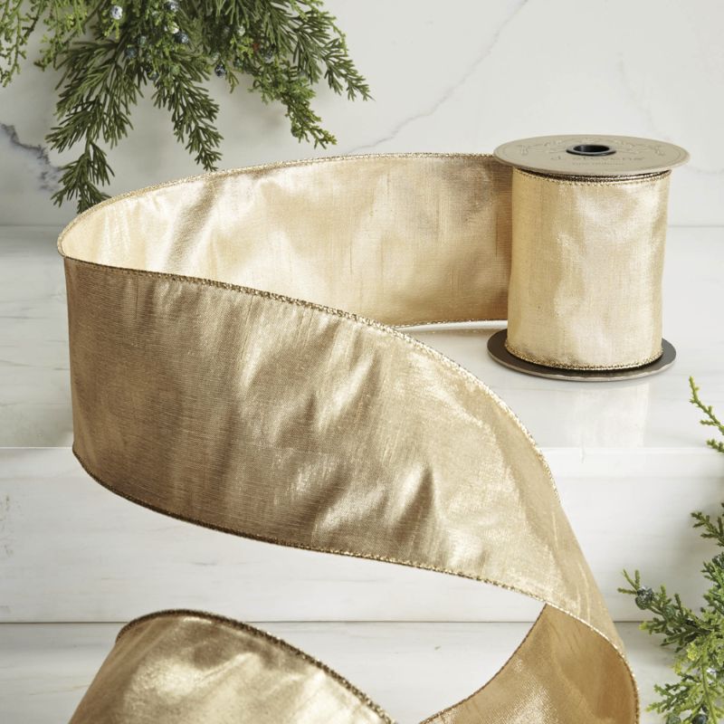 Frontgate Gilded Dupioni Ribbon In Silver