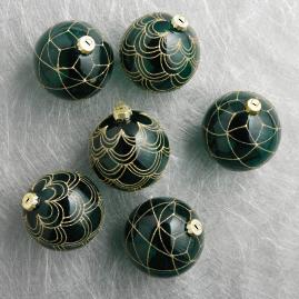 Deco Inspired Glitter Ornaments, Set of Six