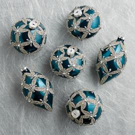 Harlequin Glitter Ornaments, Set of Six