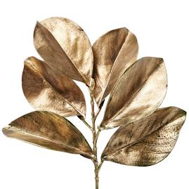Gold Metallic Magnolia Leaf Stems, Set of Six