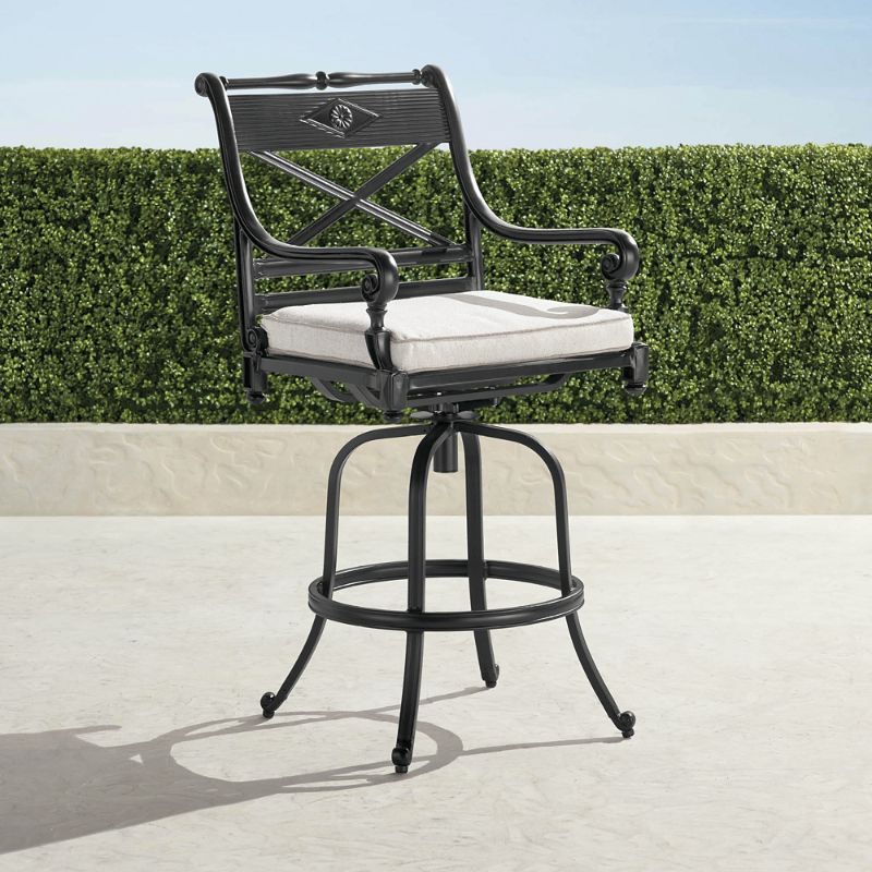 Frontgate Set Of 2 Carlisle Swivel Bar Stools In Onyx Finish