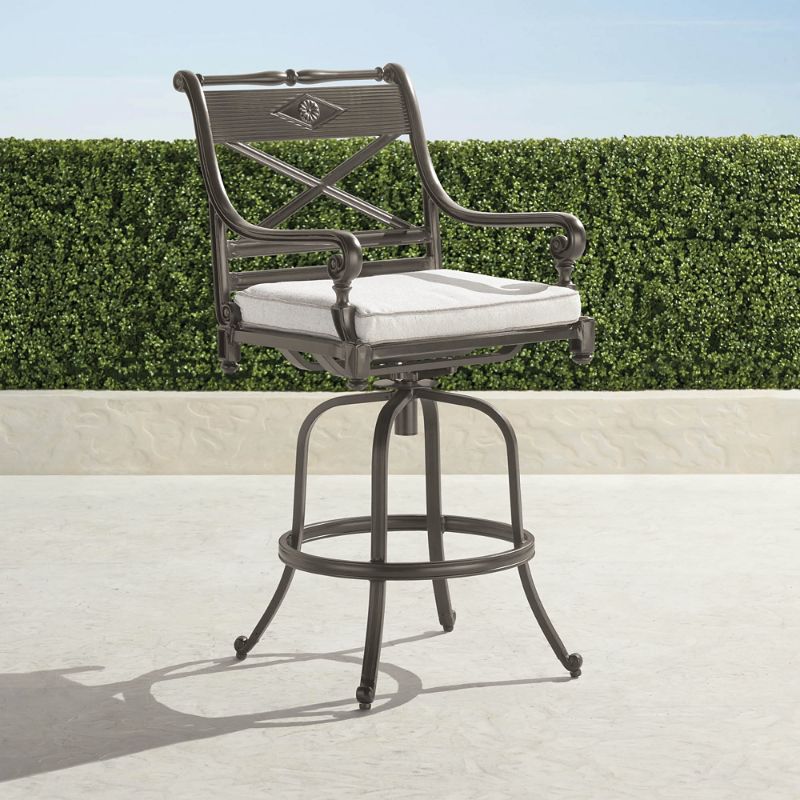 Frontgate Set Of 2 Carlisle Swivel Bar Stools In Slate Finish