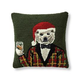Mr. Polar Bear Holiday Cocktail Indoor/Outdoor Pillow