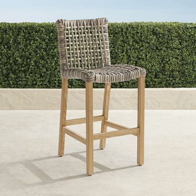 Isola Teak Bar Stool in Natural Teak & Driftwood Wicker