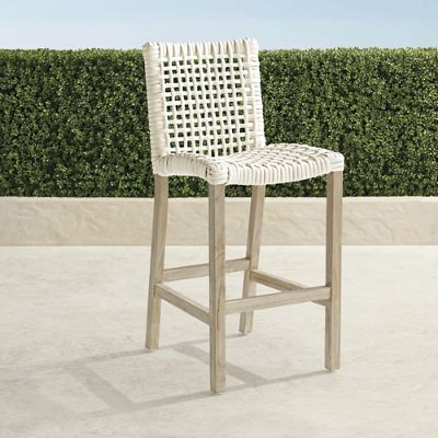 Isola Teak Bar Stool in Weathered Teak & Washed White Wicker