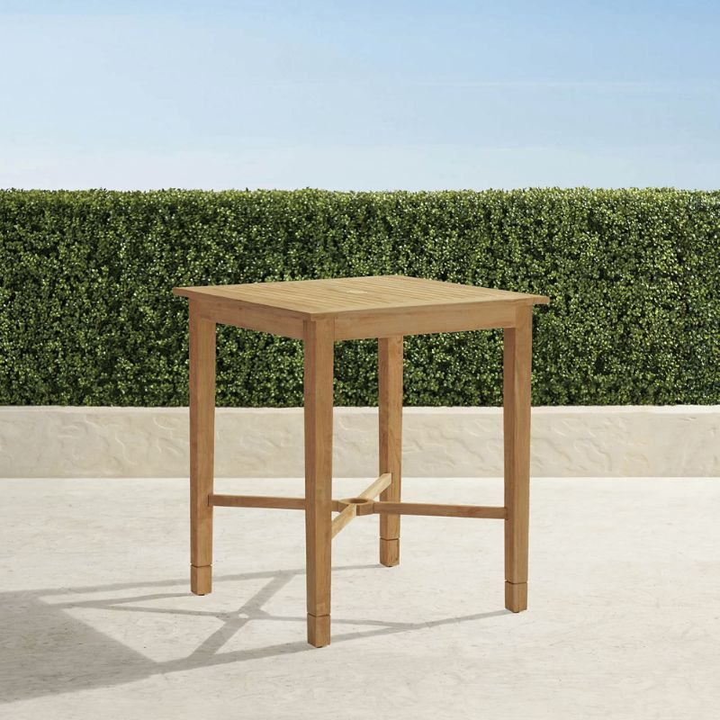 Frontgate Classic 36" Teak Square Bar Table In Natural Finish