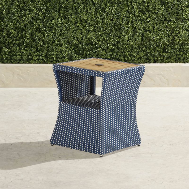 Harper Umbrella Table - Ivory/Indigo - Frontgate