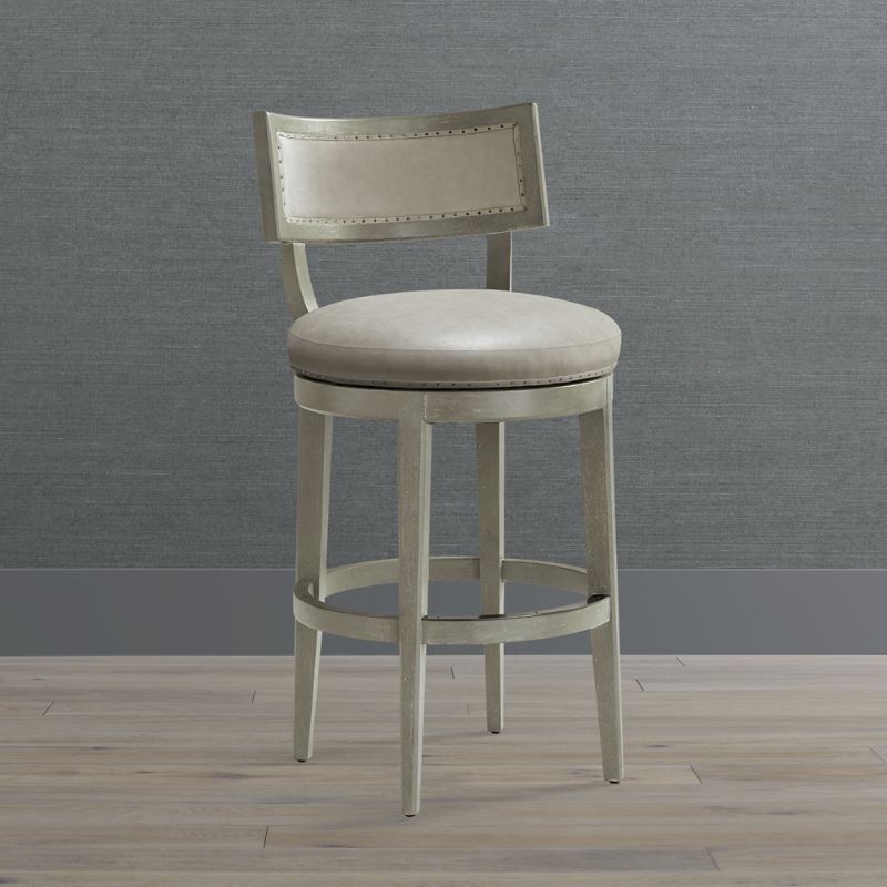 Frontgate Hunter Swivel Bar & Counter Stool In Stone Gray,performance Linen Creme Counter Stool