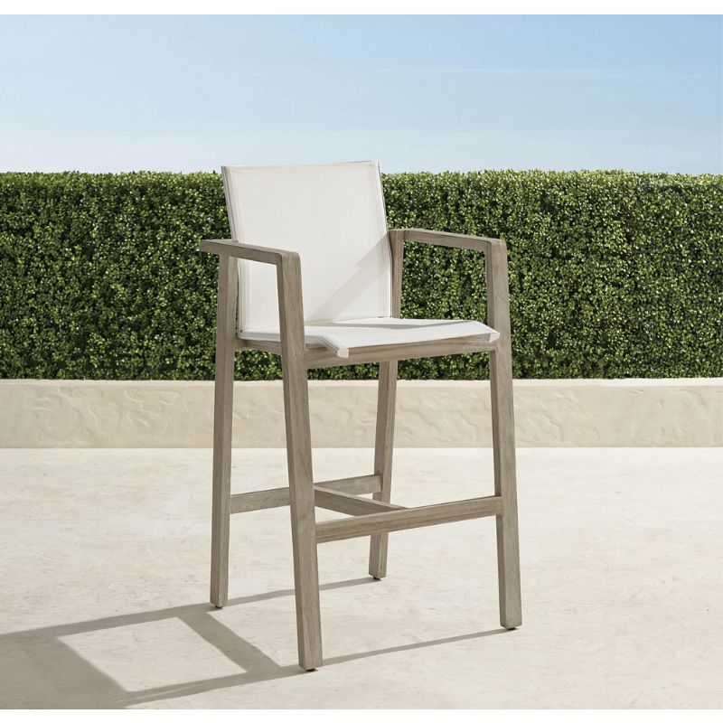 Frontgate Newport Teak Bar Stool In White Finish