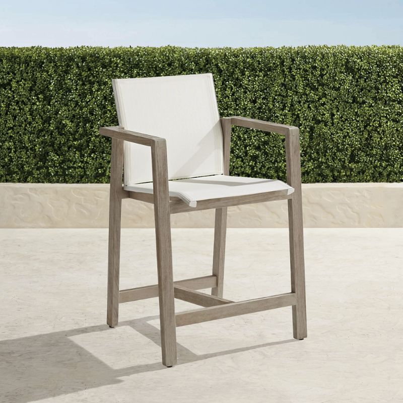 Frontgate Newport Teak Counter Stool In White Finish