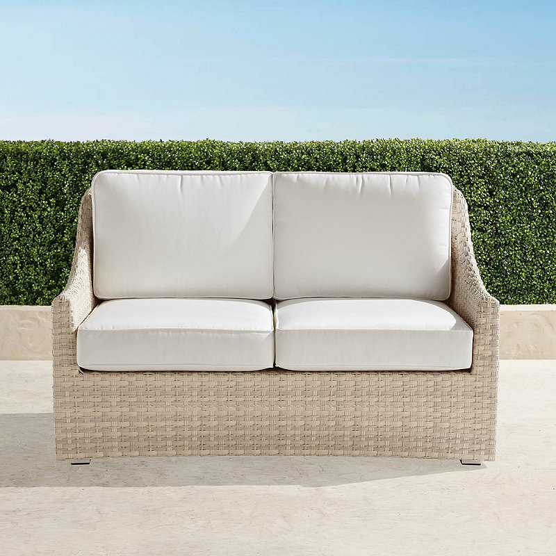 Frontgate Ashby Loveseat With Cushions In Shell Finish