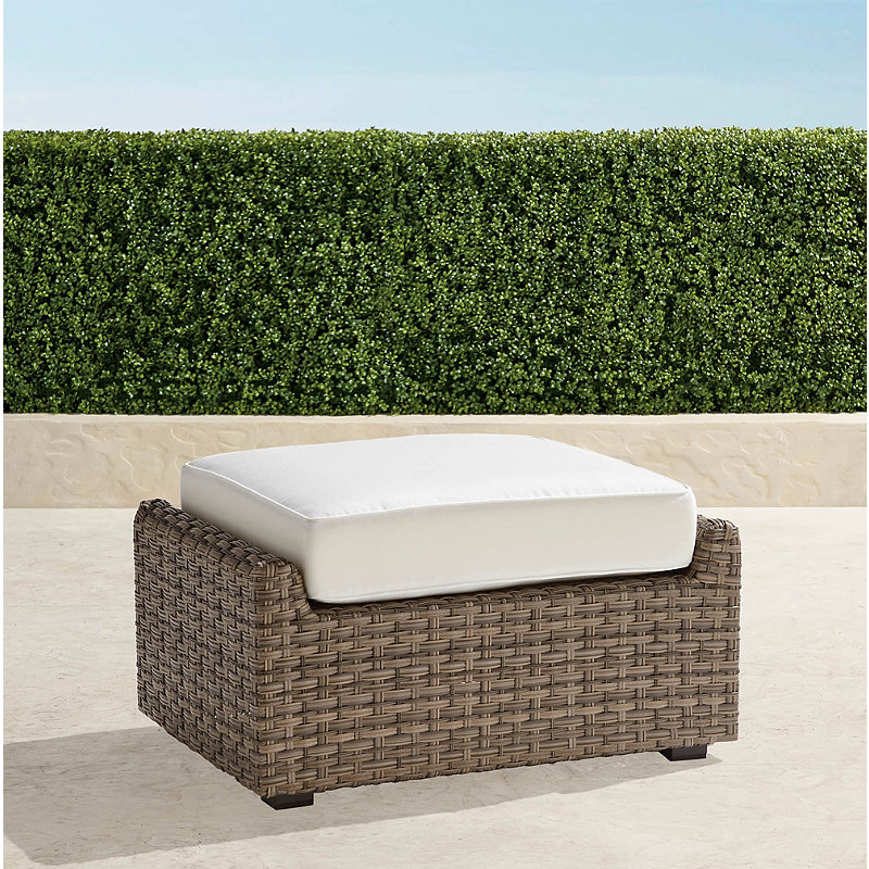Frontgate Ashby Ottoman With Cushion In Putty Finish