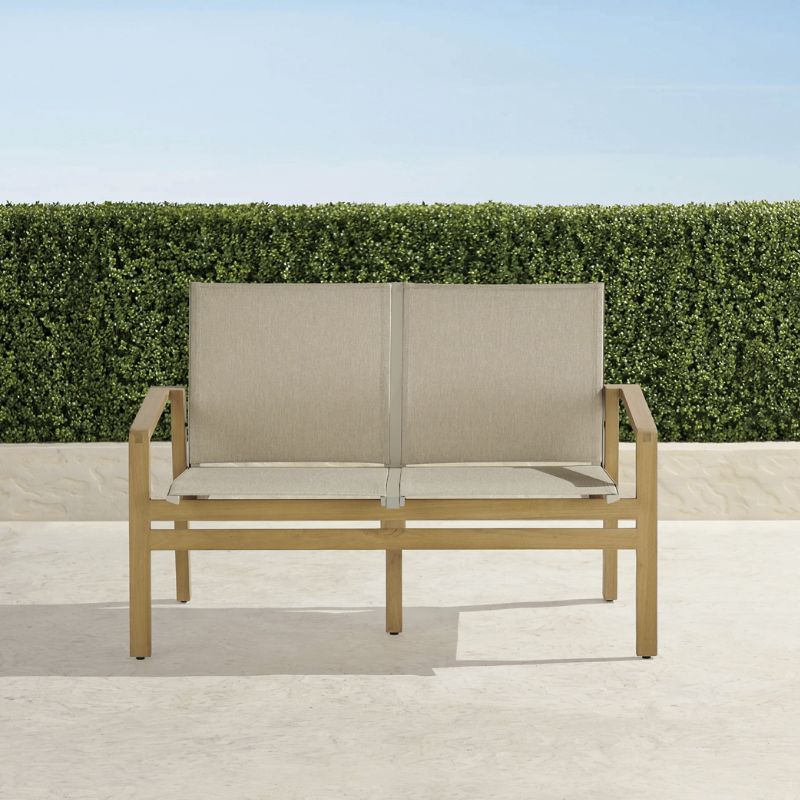 FRONTGATE NEWPORT LOVESEAT IN NATURAL TEAK 
