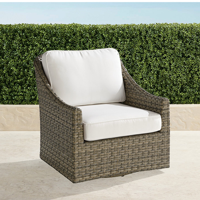 Frontgate Ashby Swivel Lounge Chair With Cushions In Putty Finish