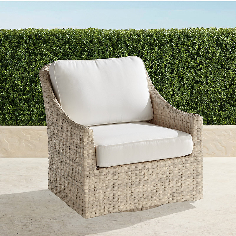 Frontgate Ashby Swivel Lounge Chair With Cushions In Shell Finish