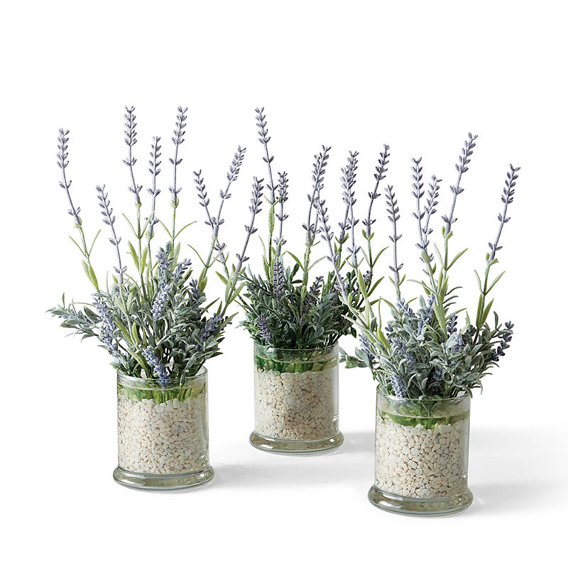 Frontgate Lavender Branches In Glass Jars, Set Of Three
