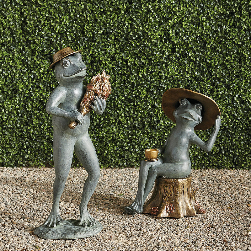 Set of 2 Garden Party Frog Statues