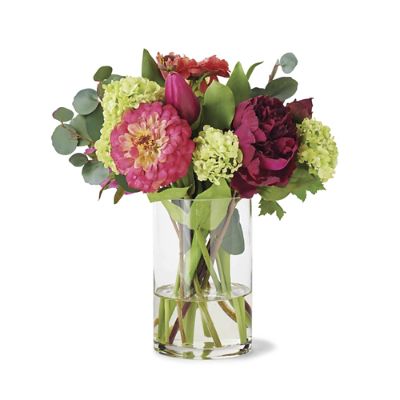 Zinnia & Tulips in Cylinder