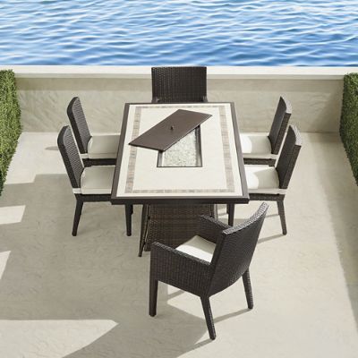 Palermo 7-pc. Dining Fire Table Set in Bronze