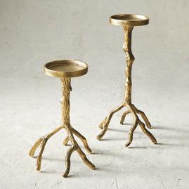 Faux Bois Candlesticks, Set of Two