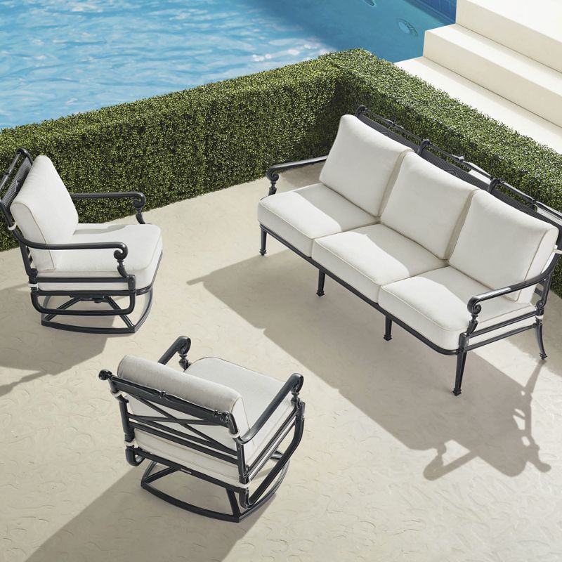 Frontgate Carlisle 3-pc. Sofa Set With Two Swivel Lounge Chairs In Onyx Aluminum
