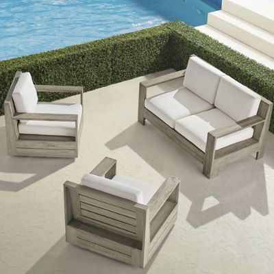 St. Kitts 3-pc. Loveseat Swivel Set in Weathered Teak