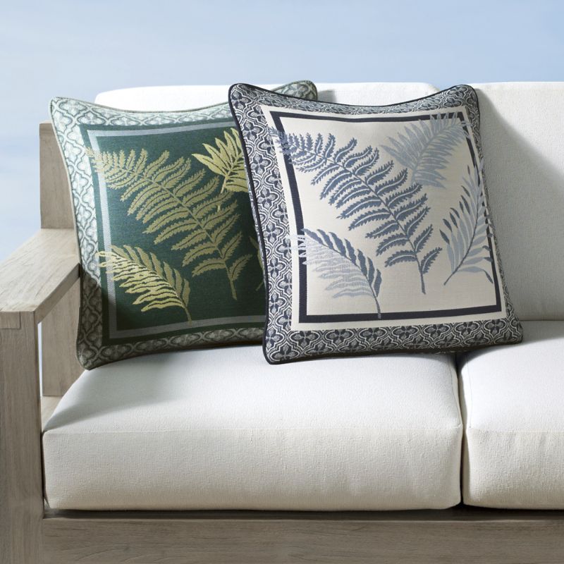 Frontgate Bordered Fronds Indoor/outdoor Pillow In Blue