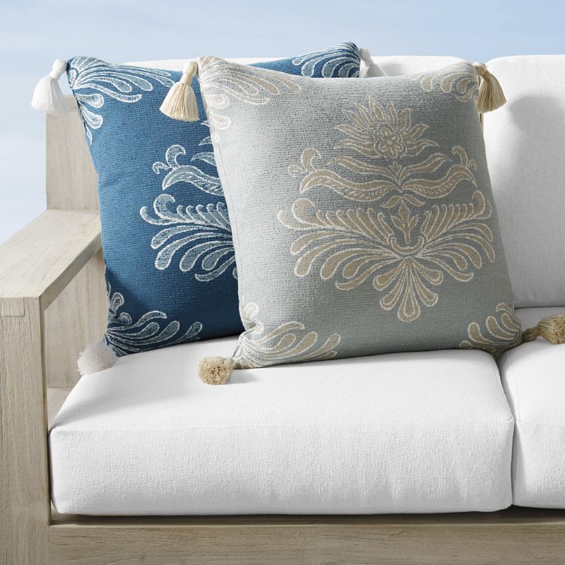 Frontgate Lucia Stamp Indoor/outdoor Pillow In Dune