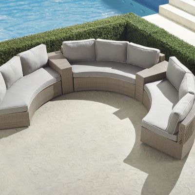 Pasadena II 5-pc. Modular Sofa Set in Dove Wicker