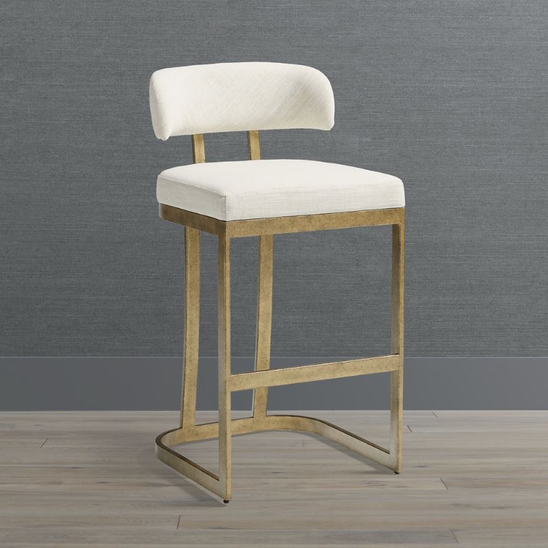 Frontgate Kamdyn Bar & Counter Stool In Champagne,performance Linen Ivory Counter Stool