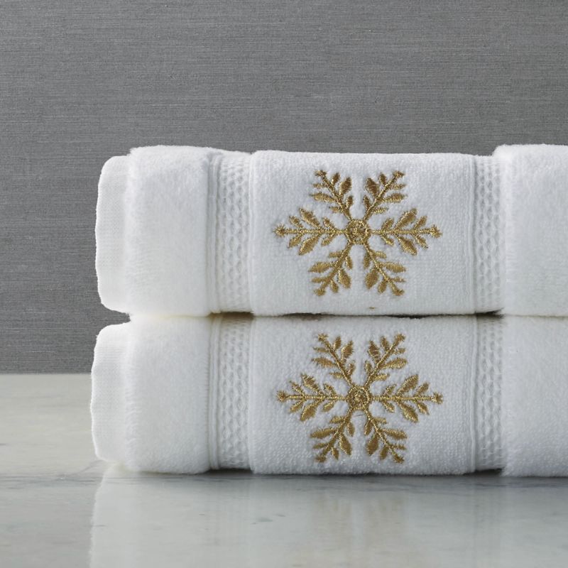 Shop Frontgate Set Of 2 Shimmering Snowflake Hand Towels