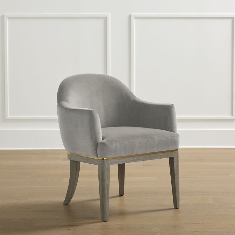 Frontgate Blanchett Dining Chair In Canyon Gray,olive Velvet