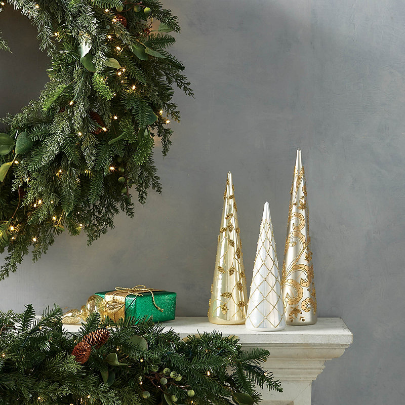 Frontgate Gilded Glamour Glass, Tree Trio Set In Multi