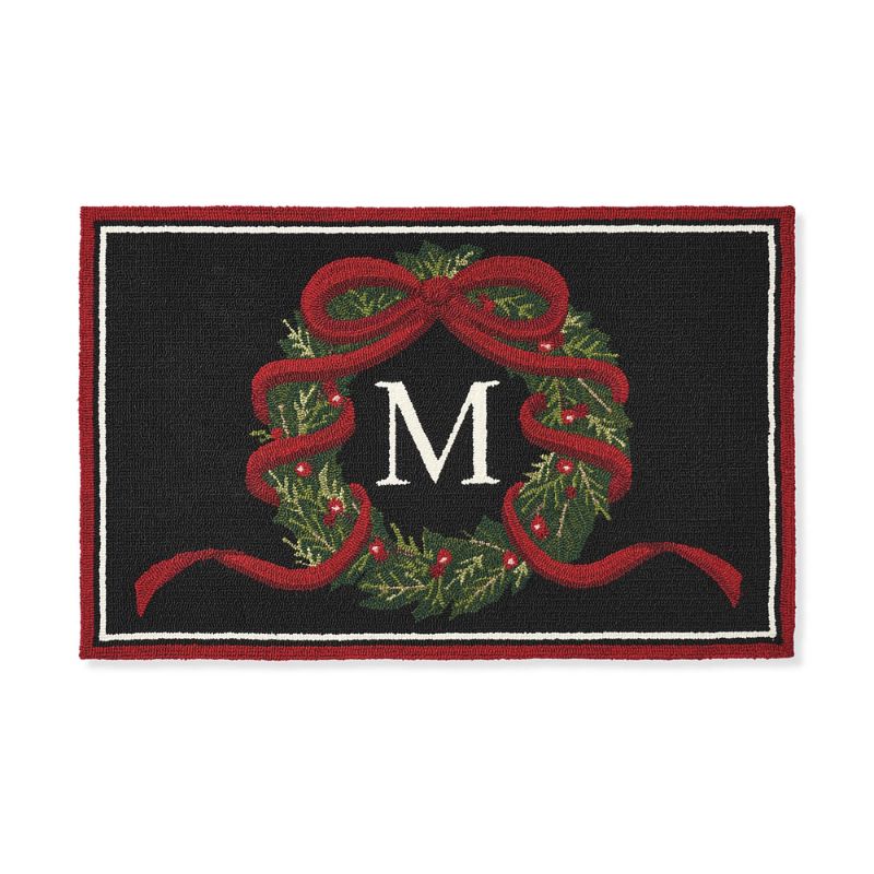 Frontgate Festive Wreath Monogrammed Door Mat
