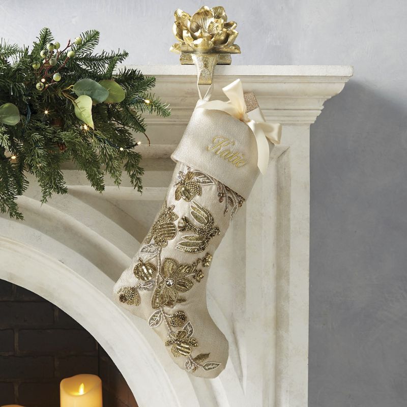 Frontgate Gilded Glamour Embellished Luxe Stocking In Neutral