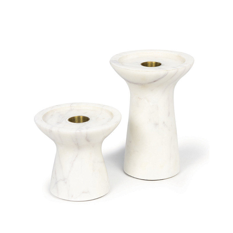Set of 2 Marble Candlesticks