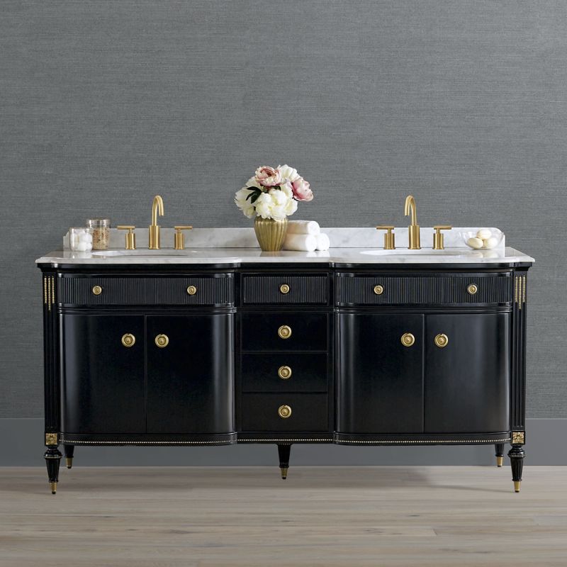Frontgate Regency Bow Front 72" Double Bath Vanity In Black