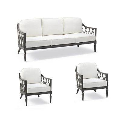 Avery 3-pc. Sofa Set with Two Lounge Chairs in Slate Aluminum