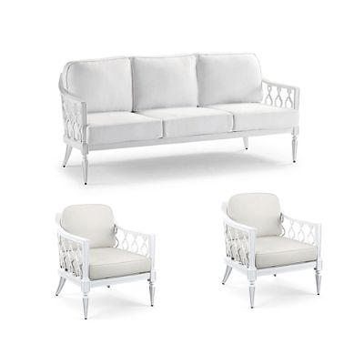 Avery 3-pc. Sofa Set with Two Lounge Chairs in White Aluminum