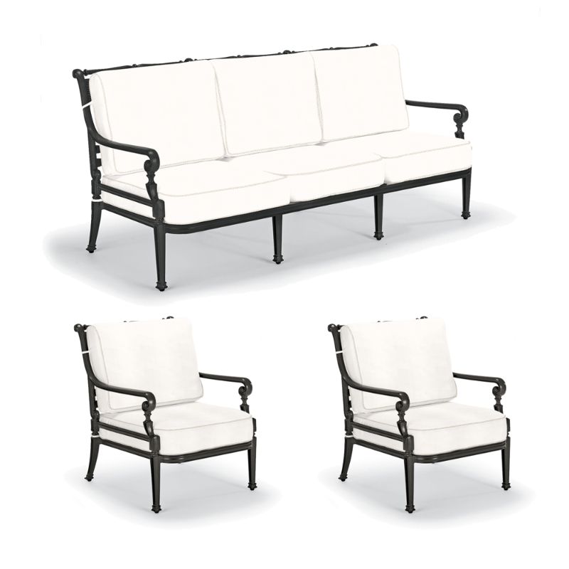 Frontgate Carlisle 3-pc. Sofa Set With Two Lounge Chairs In Onyx Aluminum