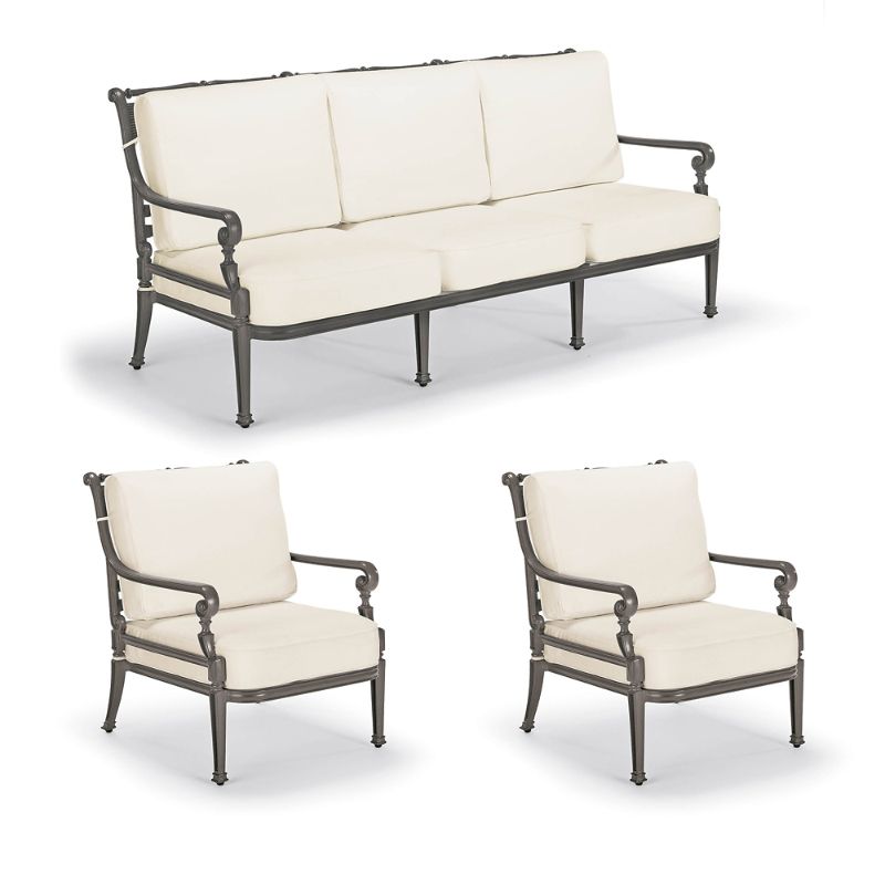 Frontgate Carlisle 3-pc. Sofa Set With Two Lounge Chairs In Slate Aluminum