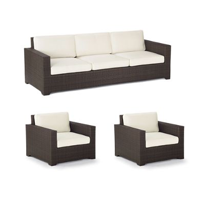 Palermo 3-pc. Sofa Set with Two Lounge Chairs in Bronze Wicker