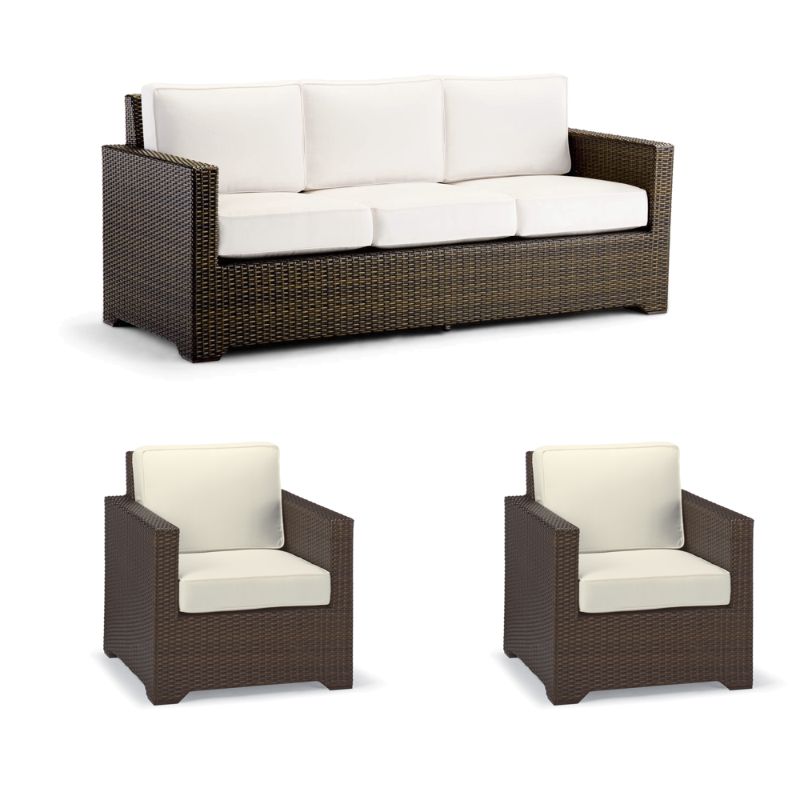 Frontgate Small Palermo 3-pc. Sofa Set With Two Lounge Chairs In Bronze Wicker